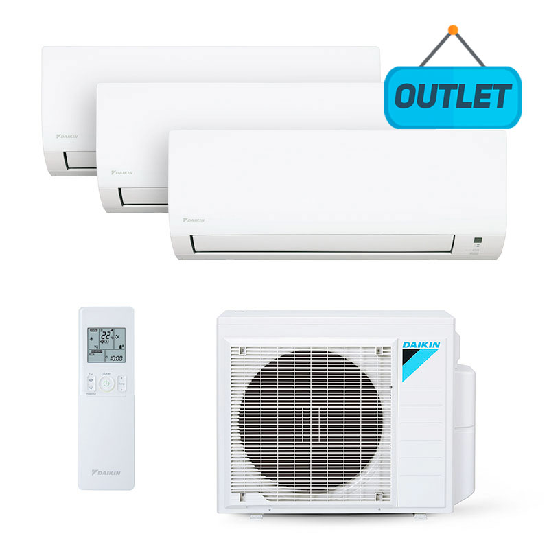 Ar Condicionado Multi Tri Split Inverter Daikin 24.000 Btus (2 Evap 9.000 e 1 Evap 18.000) Quente/frio 220V Monofásico - OUTLET