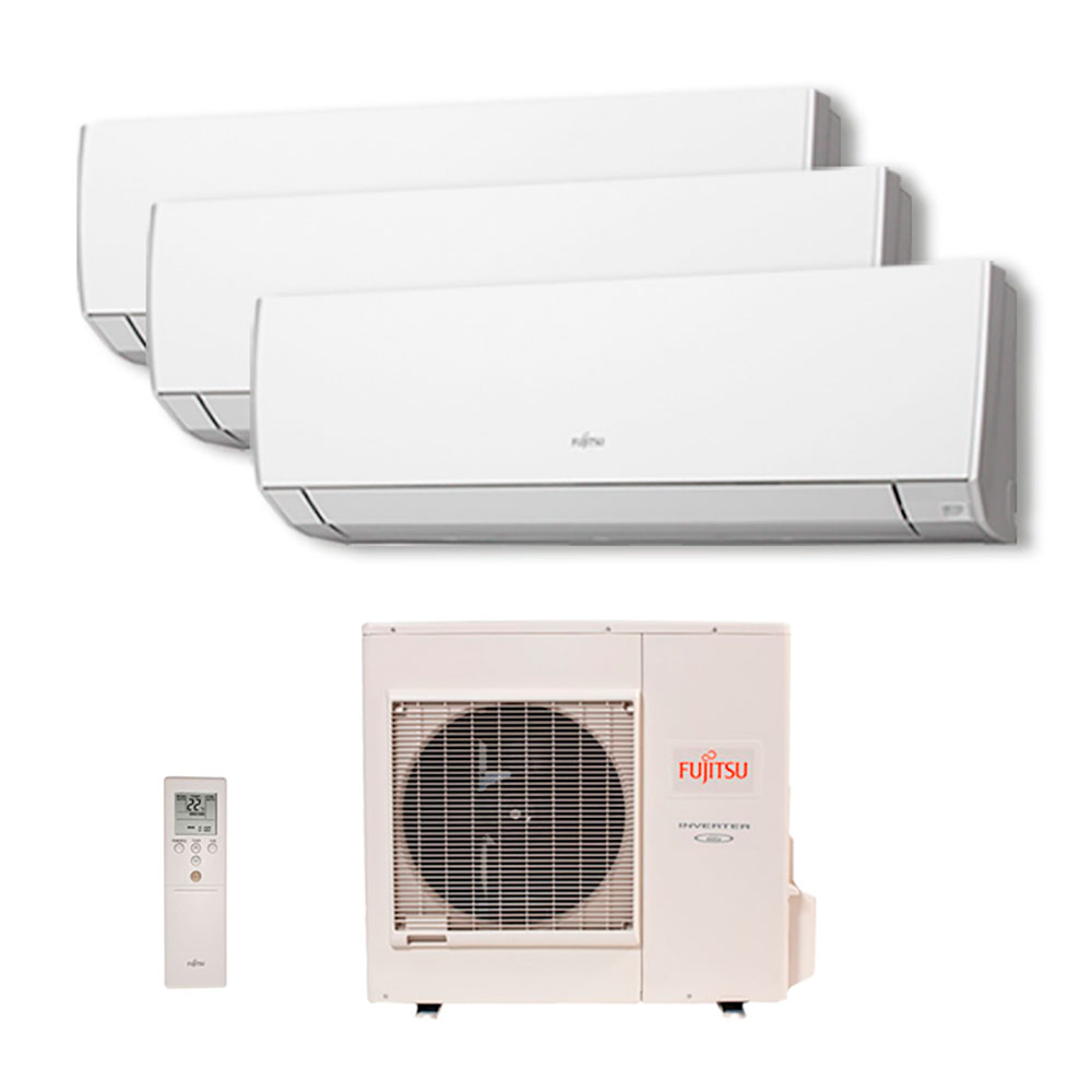 Ar Condicionado Multi Tri Split Inverter Fujitsu 24.000 Btus (2x Evap 9.000 e 1 Evap 12.000) Quente/Frio 220V Monofásico