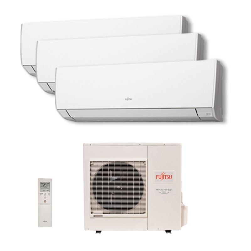 Ar Condicionado Multi Split Tri Inverter Fujitsu HW 24.000 Btus (2x Evap 9.000 e 1 Evap 18.000) Quente/Frio 220V Monofásico