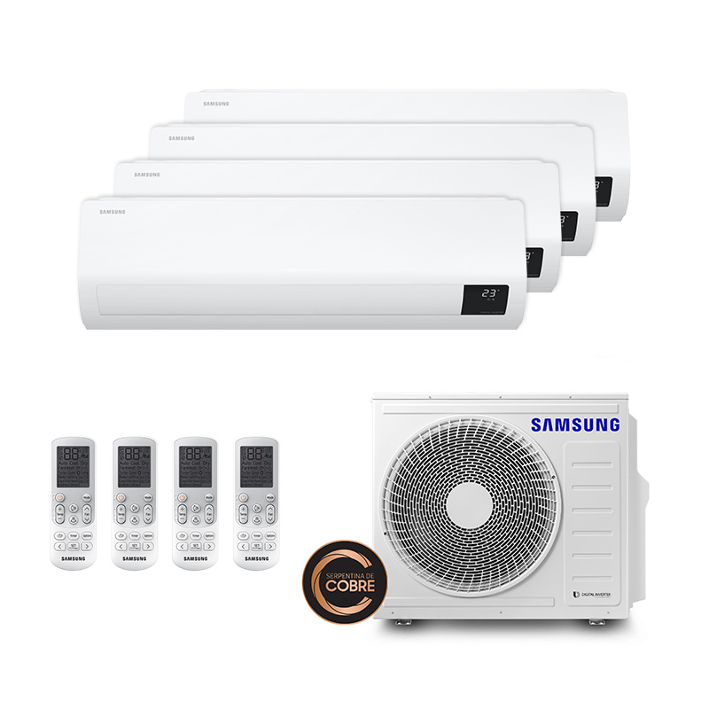 Ar Condicionado Multi Quadri Split Inverter Samsung 3x9000 Btus +1x12000 Btus Quente/Frio 220V Monofasico AJ080TXJ4KH/EA