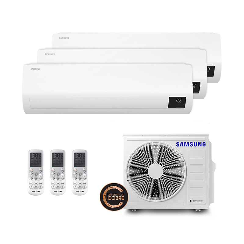 Ar Condicionado Multi Tri Split Inverter Samsung 2x9000 + 1x18000 Btus Quente/Frio 220V Monofasico AJ068TXJ3KH/EA