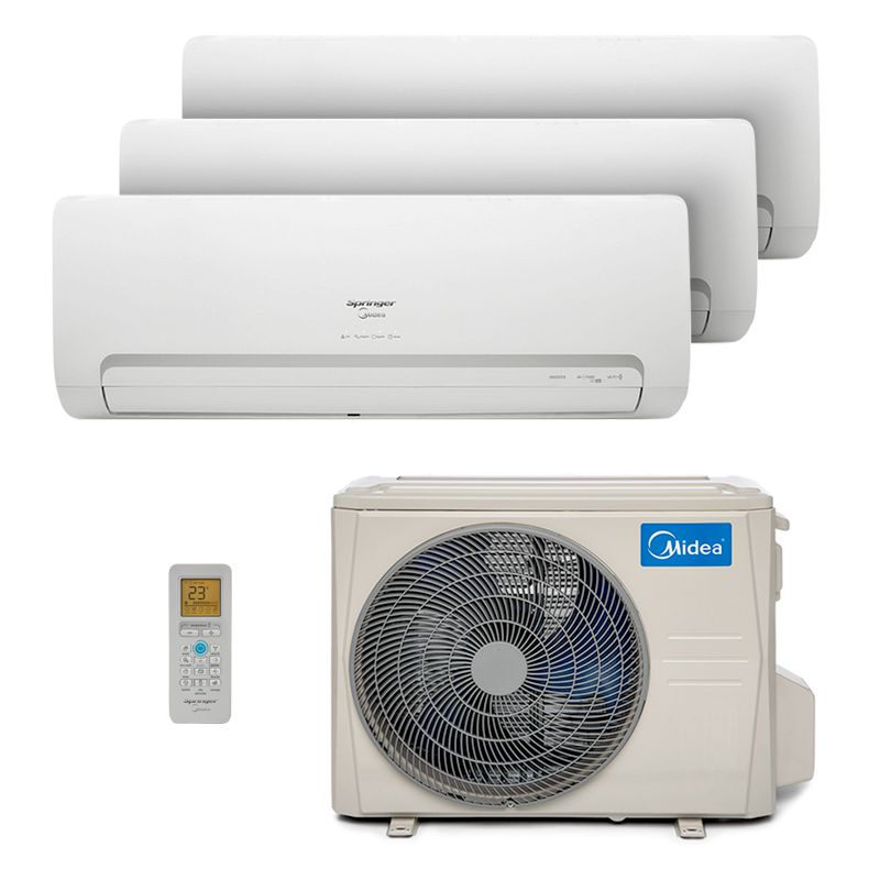 Ar Condicionado Multi Tri Split Hw Inverter Springer Midea 1X9000+2X12000 Btus Quente/Frio 220V 38MBTA27M5